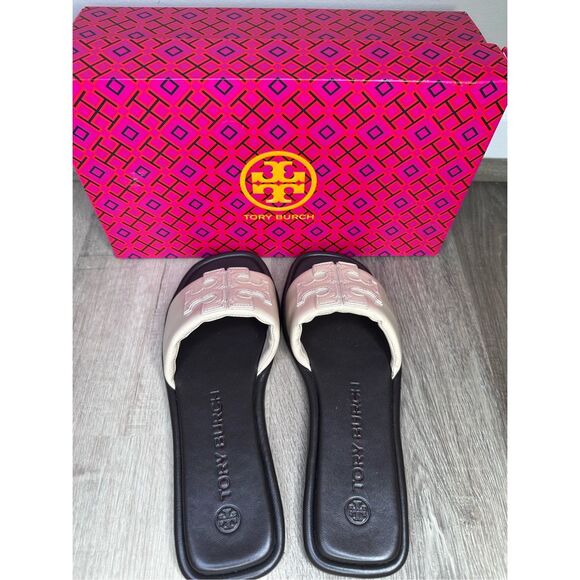NWOT Tory Burch Double T Sport Slide Sandals Black & White size 7 $198 - Picture 4 of 6